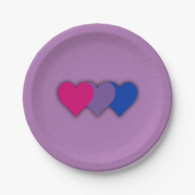 Bisexualität stolz auf die Papierherzen Teller (Vorderseite)