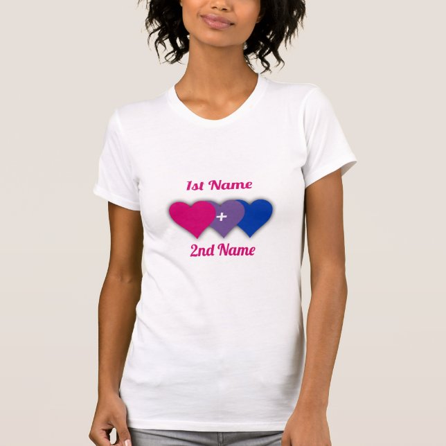 Bisexualität stolz Design mit Herzen/ein Paar T-Shirt (Vorderseite)