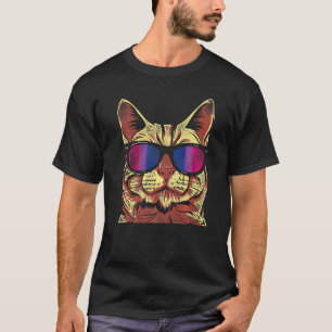 Bisexuell Bi-Stolz-Flagge Katze Sonnenbrille T-Shirt