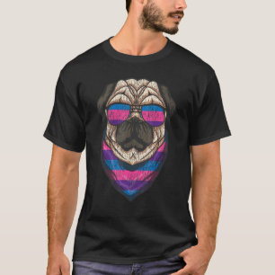 Bisexuell Bi Stolz Flagge Mops Sonnenbrille Vintag T-Shirt