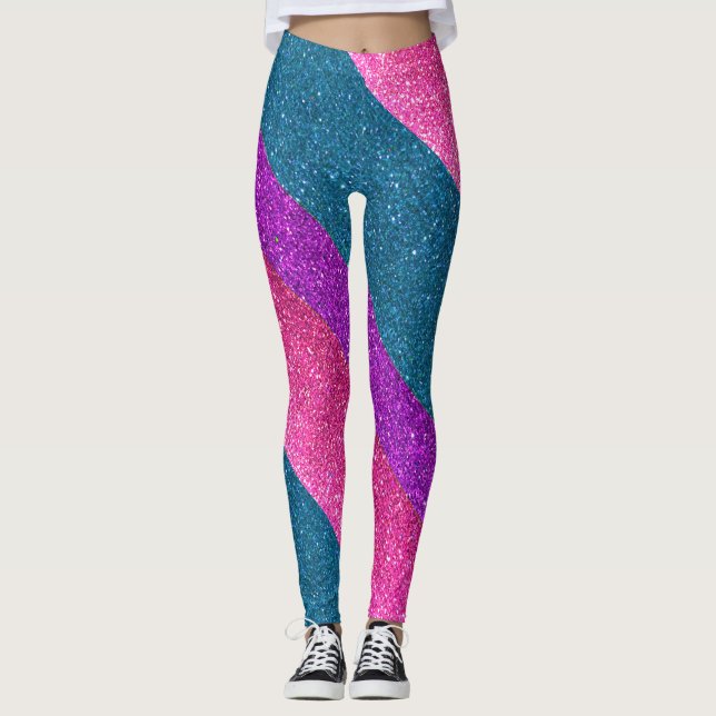Bisexuelle Flag Gay Pride Glitzer LGBTQ Que Leggings (Vorderseite)