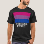 Bisexuelle Flag LGBT Benutzerdefinierter Text schw T-Shirt<br><div class="desc">Bisexuelle Flag LGBT Rainbow Stripes Custom Text Black T - Shirt</div>