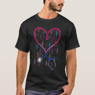 Bisexuelle Flagge Stethoscope Herz Nurse Rn Scrub T-Shirt