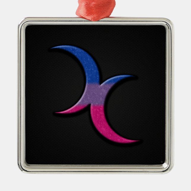 Bisexuelle Stolperflagge Farbige Halbmonde Symbol Silbernes Ornament (Vorne)