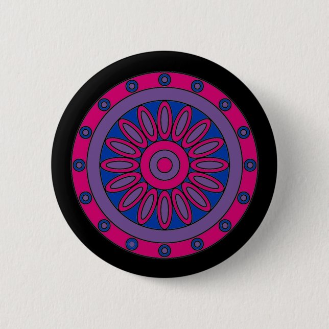 Bisexuelle Stolz-Flagge färbt Mandala LGBT Button (Vorderseite)