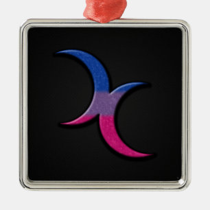 Bisexuelle Stolz-Halbmond-Monde Silbernes Ornament