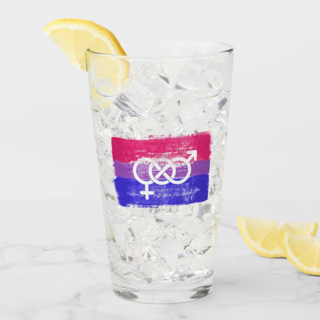 BISEXUELLE SYMBOL-FLAGGE GLAS (Vorderseite Ice)