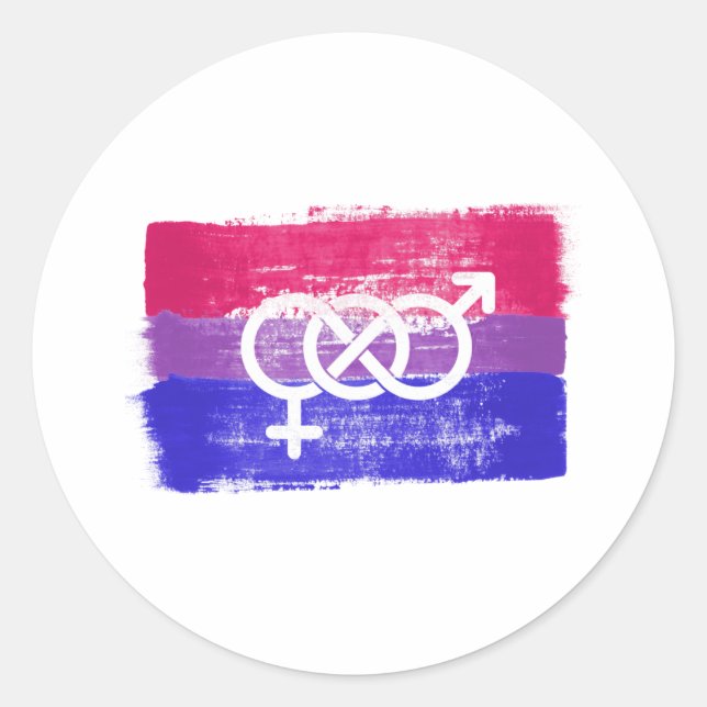 BISEXUELLE SYMBOL-FLAGGE RUNDER AUFKLEBER (Vorderseite)