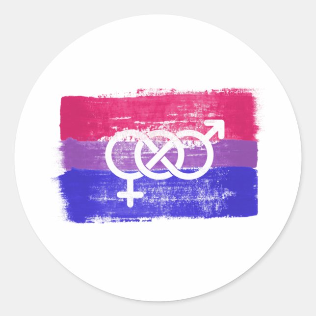 BISEXUELLE SYMBOL-FLAGGE RUNDER AUFKLEBER (Vorderseite)