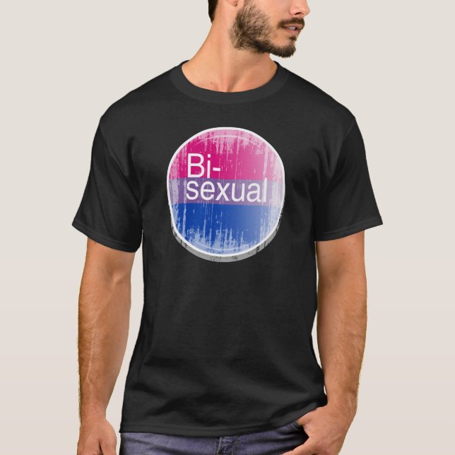 Bisexueller Aufkleber distressed.png T-Shirt (Vorderseite)