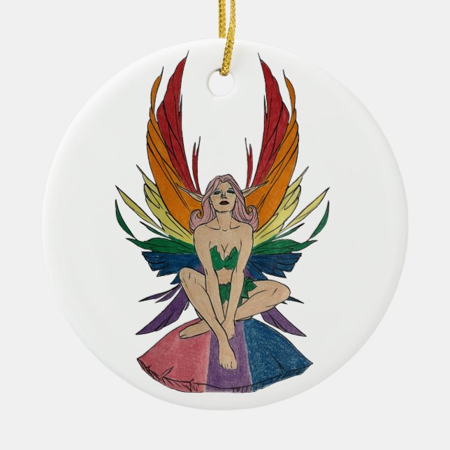 Bisexueller Faerie Keramik Ornament (Vorne)