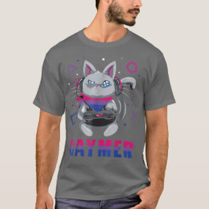 Bisexueller Gaymer Geek Stolz Lesbische Trans Katz T-Shirt