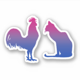 Bisexueller Hahn und Kätzchen Aufkleber