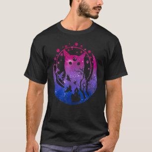 Bisexueller Mond Weltraum Katze Lgbt Gay Festival T-Shirt