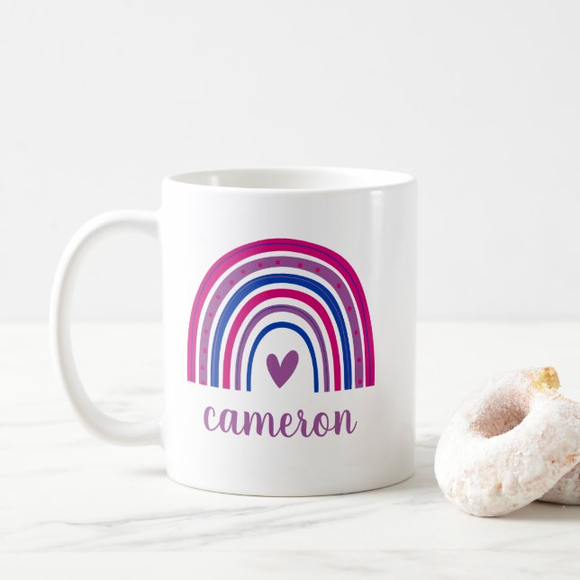 Bisexueller Regenbogen Personalisiert Kaffeetasse (Mit Donut)