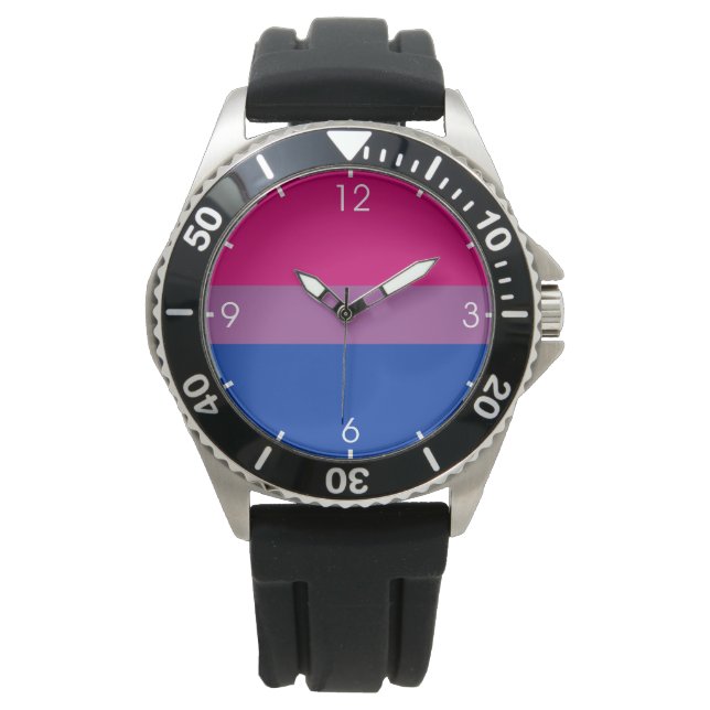 Bisexueller Stolz (Bi Flag Farben) Armbanduhr (Vorderseite)