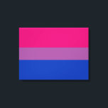 Bisexueller Stolz (Bi-Flagge) Leinwanddruck<br><div class="desc">Dieses Design zeigt die BiSexuelle Stolz-Fahne, die 1998 von Michael Page entworfen wurde. Es sollte der Bisexuellen-Gemeinschaft ein eigenes Symbol geben, das mit der Gay Pride-Fahne vergleichbar ist. In der Fahne ist das Rosa für die gleiche Anziehungskraft der Geschlechter, Blau für unterschiedliche Anziehungskraft der Geschlechter, und lila ist es, die...</div>