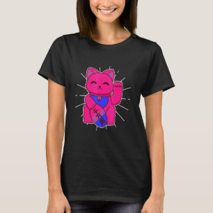 Bisexueller Stolz Glückskatze LGBTQ+ Asexualität T-Shirt
