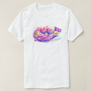 Bisexueller Stolz Herzen – Schimmerndes Bi T-Shirt