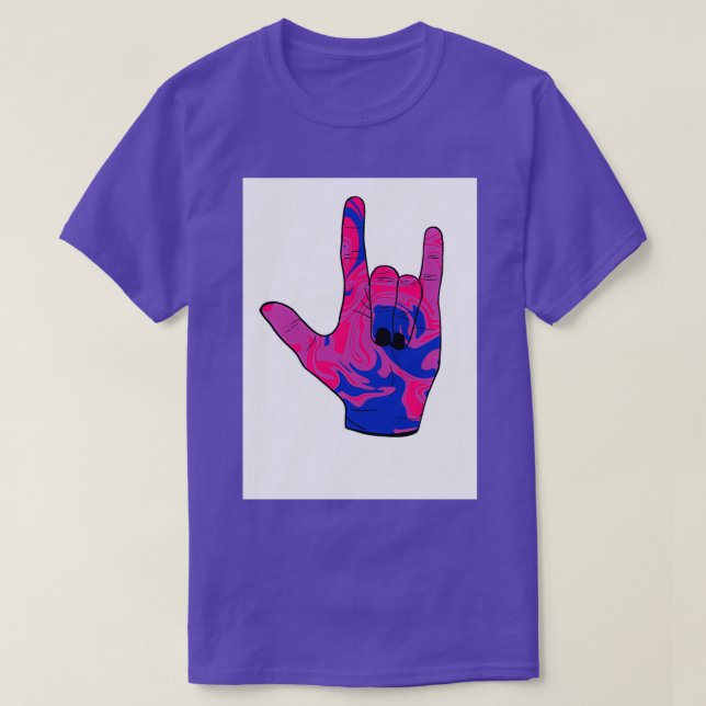 Bisexueller Stolz I Liebe Sie American sign Langua T-Shirt (Design vorne)