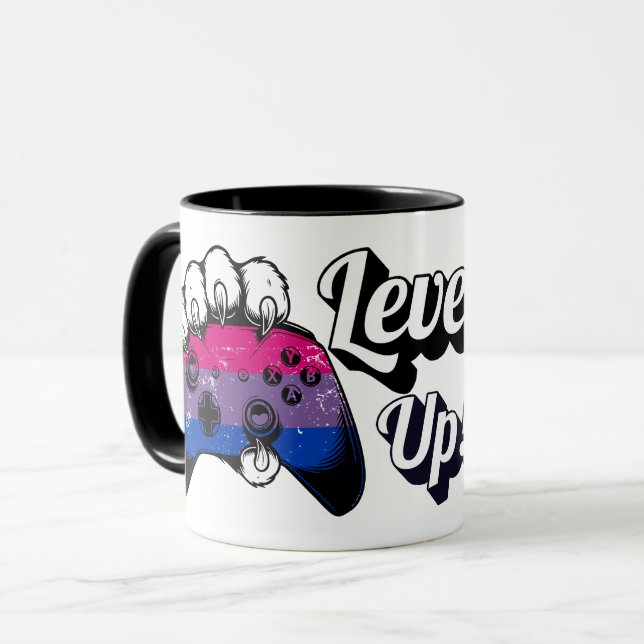 Bisexueller Stolz Level Up Tiger Pfote Controller  Tasse (Vorderseite Links)