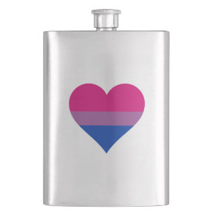 Bisexuelles Herz LGBTQ-Stolzflagge Flachmann