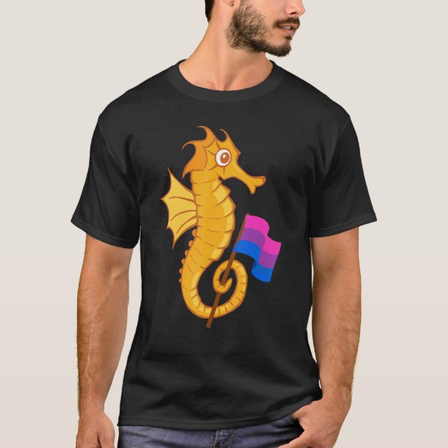 Bisexuelles Seepferd Bisexualität Bisexuelle Flagg T-Shirt (Vorderseite)