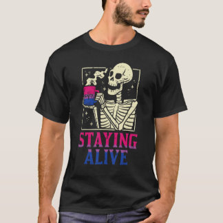 Bisexuelles Skelett Bleibe Bi Pride Flag Lgbt T-Shirt