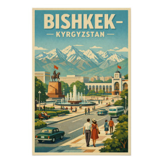 Bishkek Stadt, Kirgisistan Retro-Reiseziel Poster