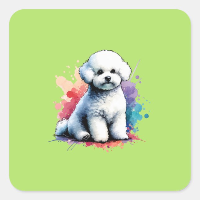 Bishon Frise Dog Quadratischer Aufkleber (Vorderseite)