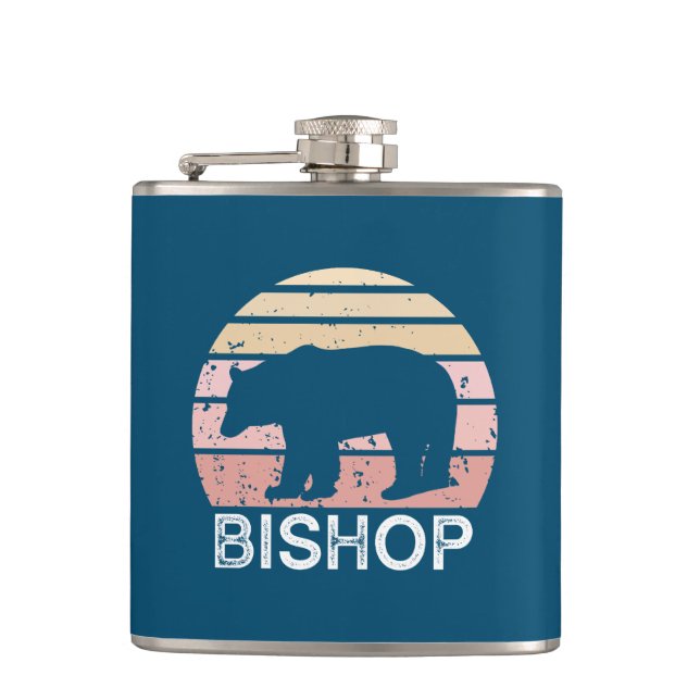 Bishop California Retro Bär Flachmann (Vorderseite)