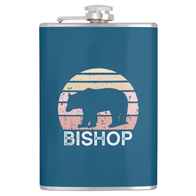 Bishop California Retro Bär Flachmann (Vorderseite)