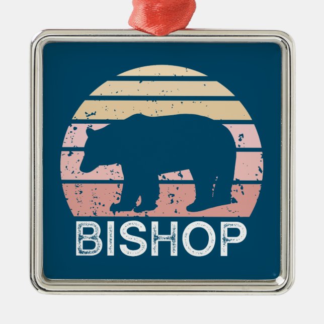 Bishop California Retro Bär Ornament Aus Metall (Vorne)