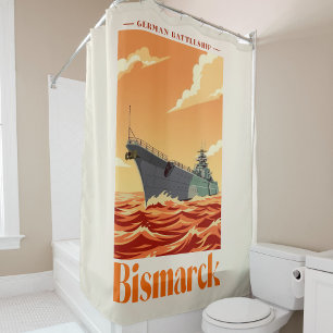Bismarck Deutsches Schlachtschiff - Vintage Marine Duschvorhang