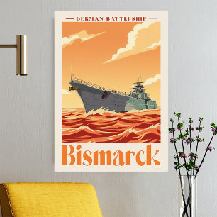 Bismarck Deutsches Schlachtschiff - Vintage Marine Poster