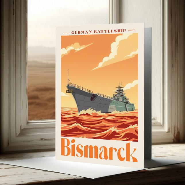 Bismarck German Battleship - Vintage Naval Poster Dankeskarte (Bismarck German Battleship - Vintage Naval Poster. Thank You Card)