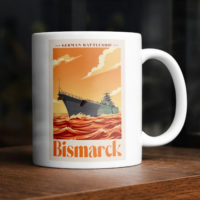 Bismarck German Battleship - Vintage Naval Poster Kaffeetasse (Bismarck German Battleship - Vintage Naval Poster. Coffee Mug)