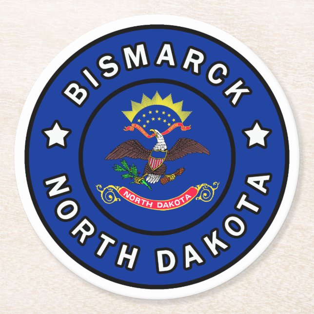 Bismarck North Dakota Runder Pappuntersetzer (Vorderseite)