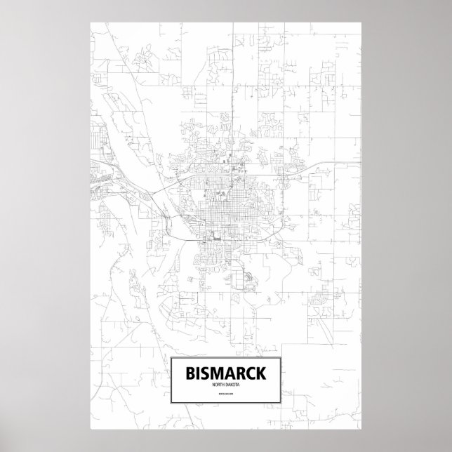 Bismarck, North Dakota (schwarz auf weiß) Poster (Vorne)
