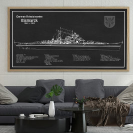 Bismarck - Pläne für ein Konzept für die Schlachtu Fotodruck