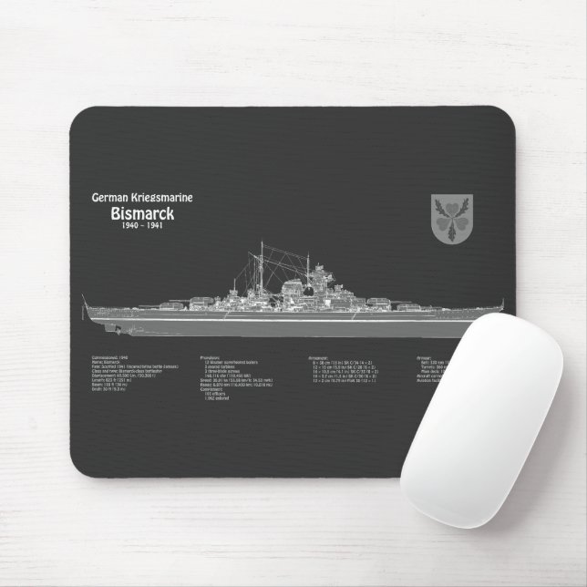 Bismarck - Pläne für ein Konzept für die Schlachtu Mousepad (Mit Mouse)