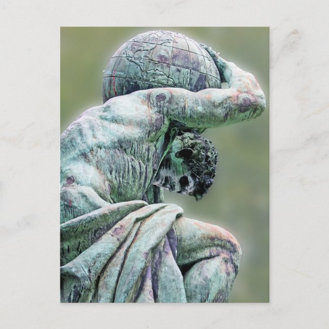 Bismarck Statue, Berlin, Griechischer Gotteatlas,  Postkarte (Vorderseite)