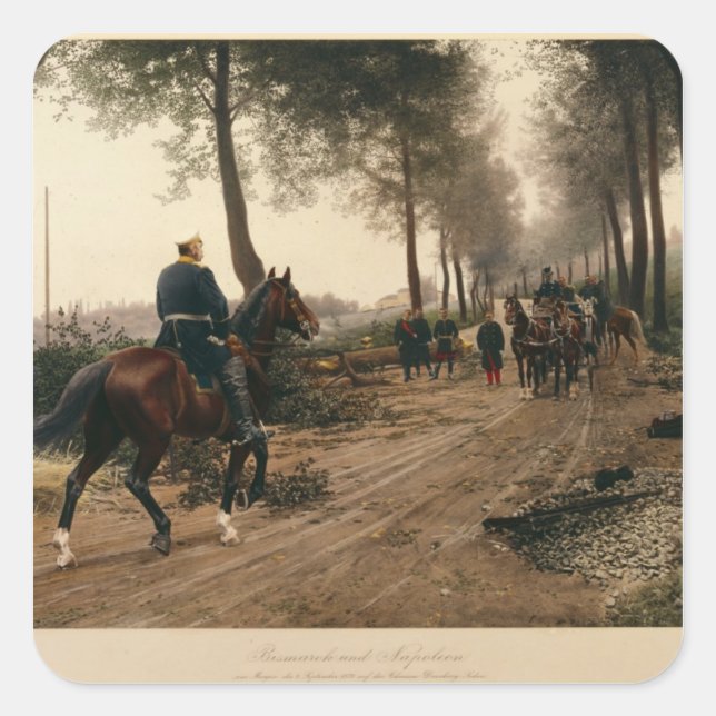 Bismarck und Napoleon Quadratischer Aufkleber (Vorderseite)