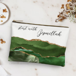 Bismillah Alhamdullilah Green Agate Zubehörtasche