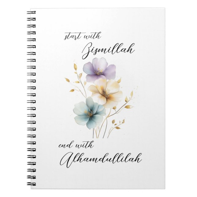 Bismillah Alhamdullilah Pastel Color Floral Notizblock (Vorderseite)