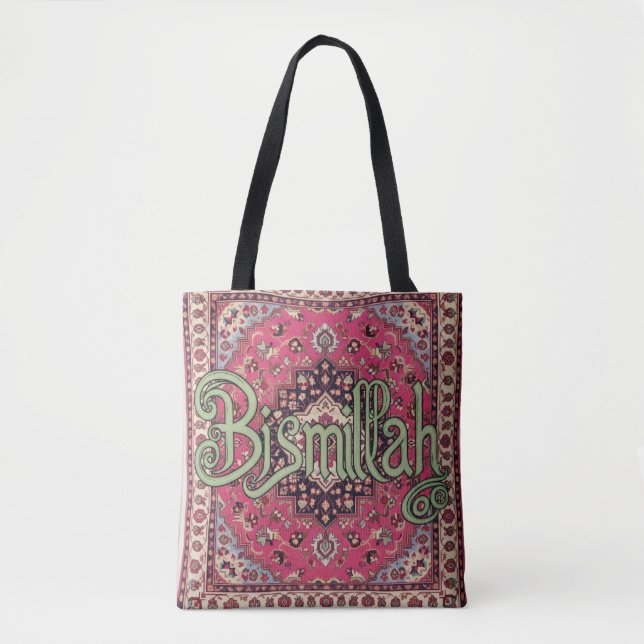 Bismillah pink and green tote Bag Persian (Vorderseite)
