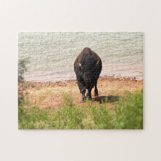 Bison am Wasser Puzzle (Horizontal)