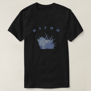 BISON - amerikanische Büffellite-Blau-Grafik T-Shirt