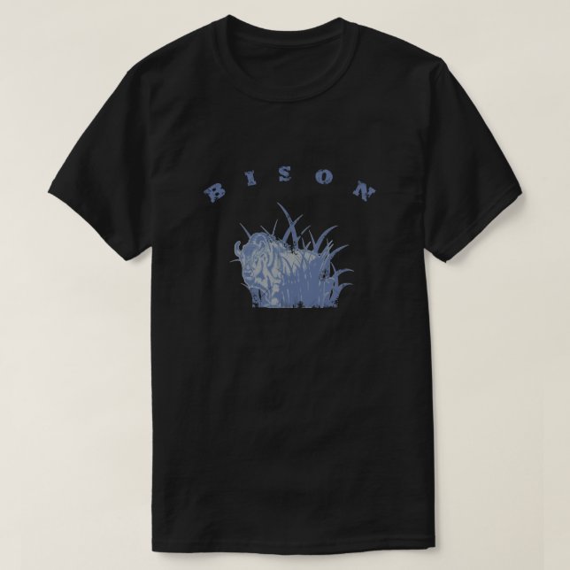 BISON - amerikanische Büffellite-Blau-Grafik T-Shirt (Design vorne)