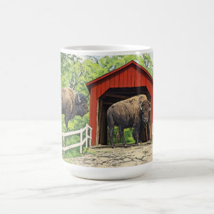 Bison an der überdachten Brücke Kaffeetasse